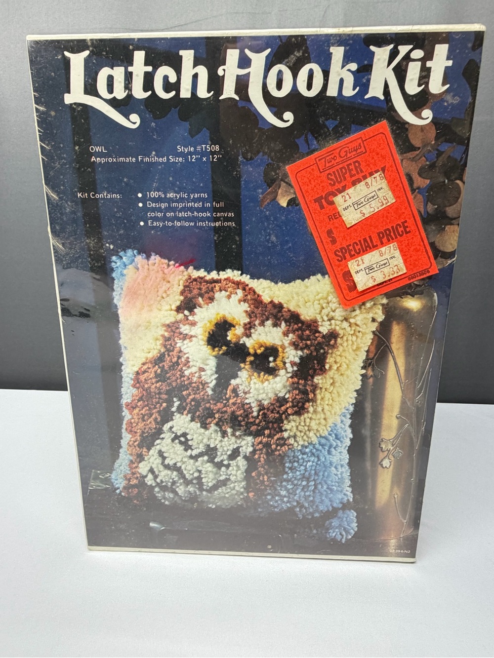 NOS Vintage 1978 Sew Simple Owl Latch Hook Kit T508 12x12 Retro Craft USA